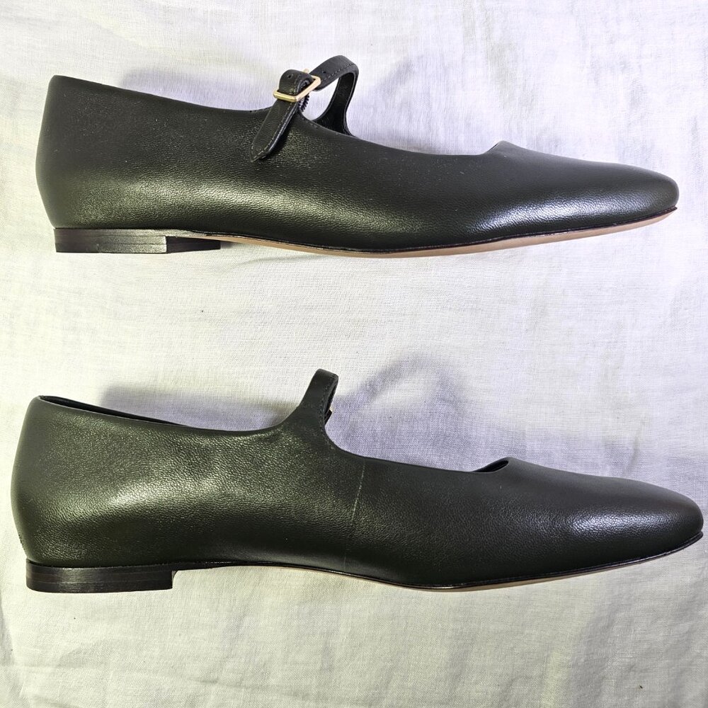 Vince Brody Genuine Leather Mary Jane Ballet Flat EU40 US9 Eden Dark Olive - Picture 3 of 13